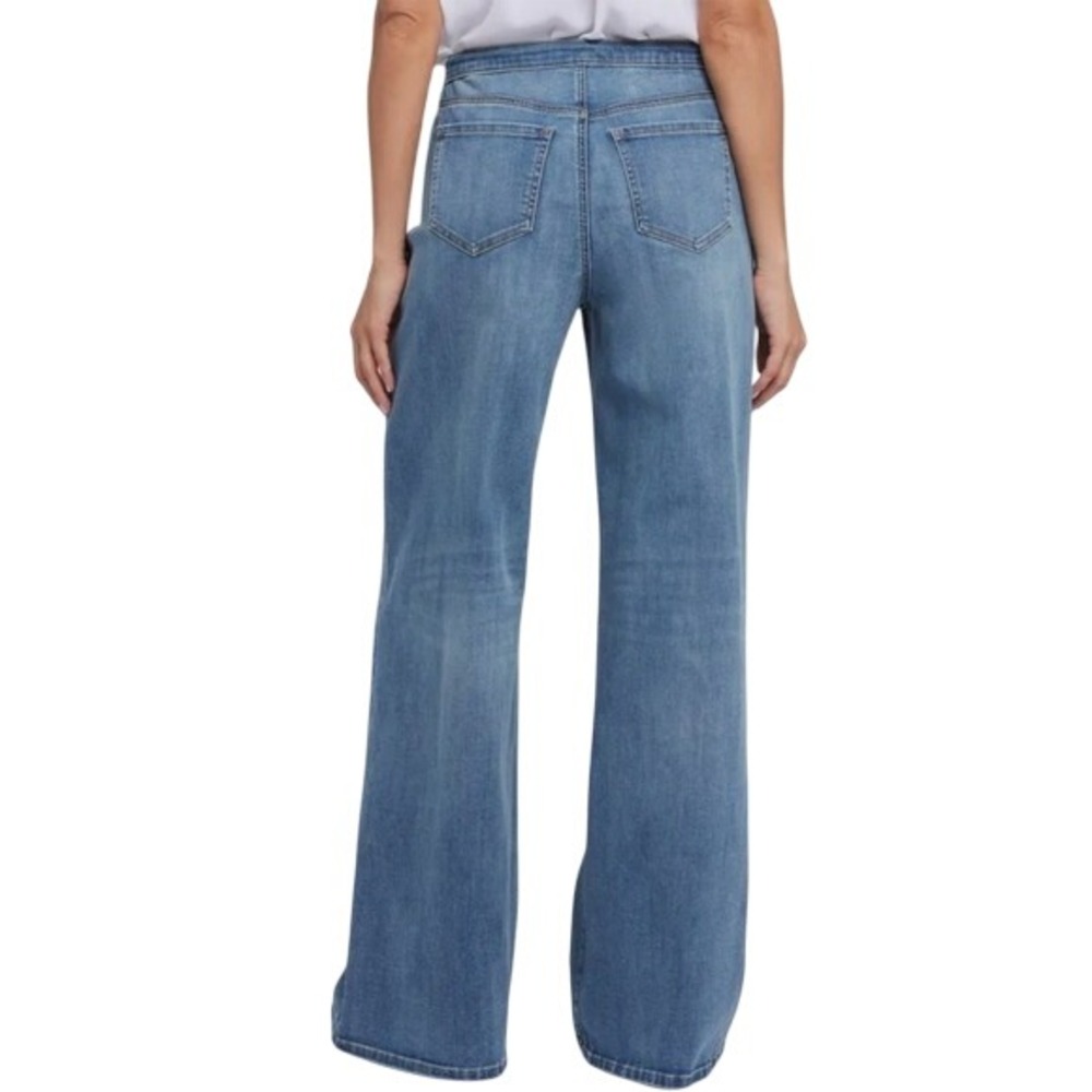 NYDJ Jeans Wide Leg Cindi Cool Embrace Drawstring High Rise Majorca Bay‎ Sz 4 - Picture 2 of 9